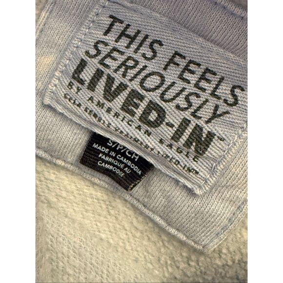 American Eagle Light Blue Nirvana Soft Lived In Graphic Pullover Hoodie Sz Small - Picture 3 of 7